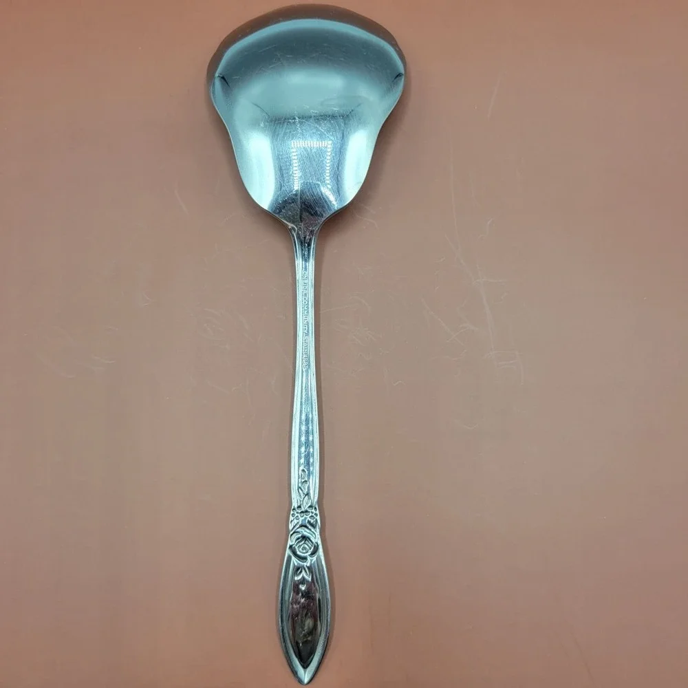 Oneida Community Spring Rose Stainless Casserole Serving Spoon Floral Pattern